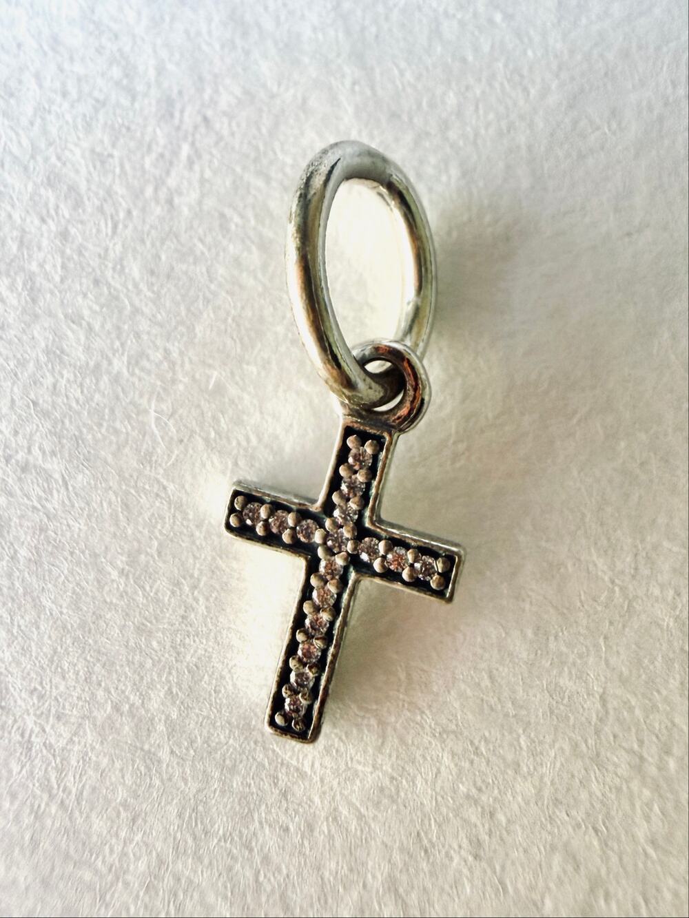 Pandora ALE S925 Sterling Silver CZ Cross Dangle Charm Pendant